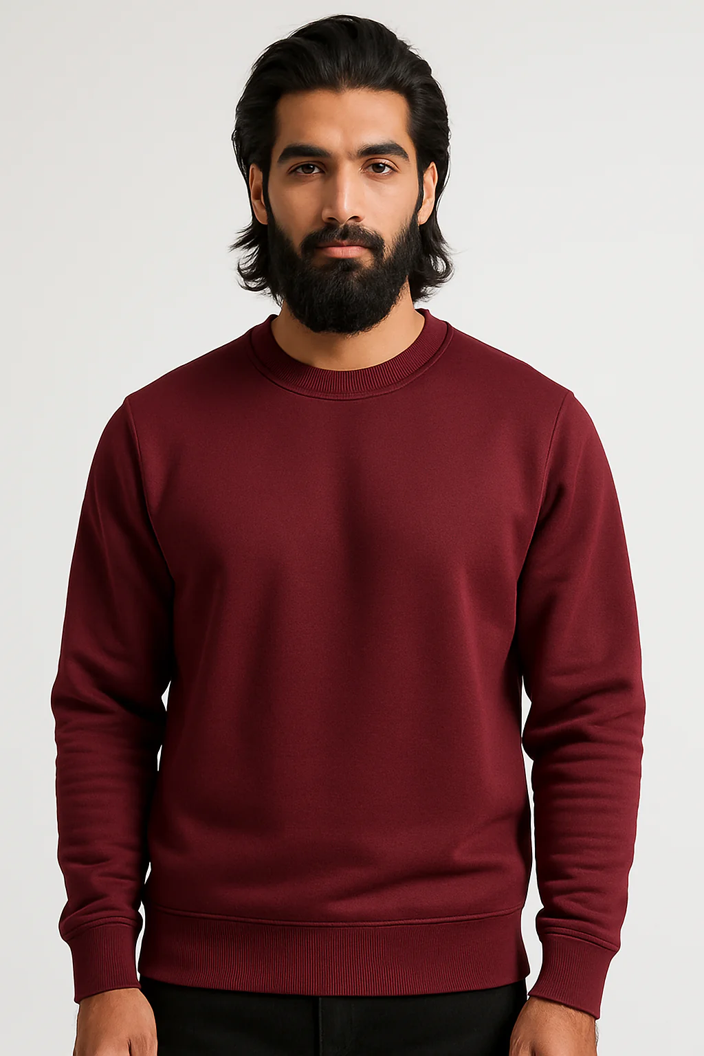 Pack of 2 Basic Maroon & Charcoal Premium Men’s Sweatshirt - Image 2