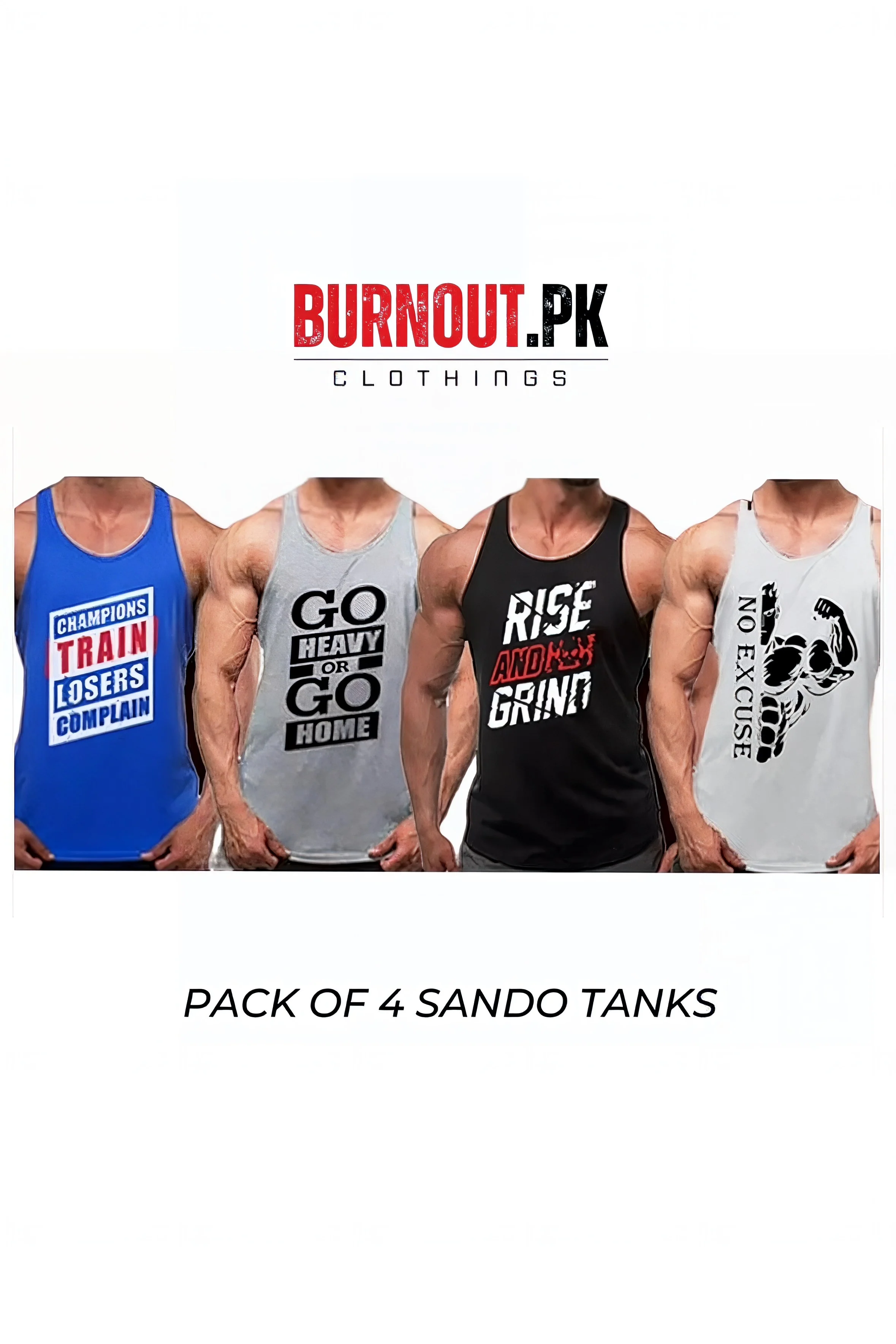 Pack of 4 Printed gym sando tanks