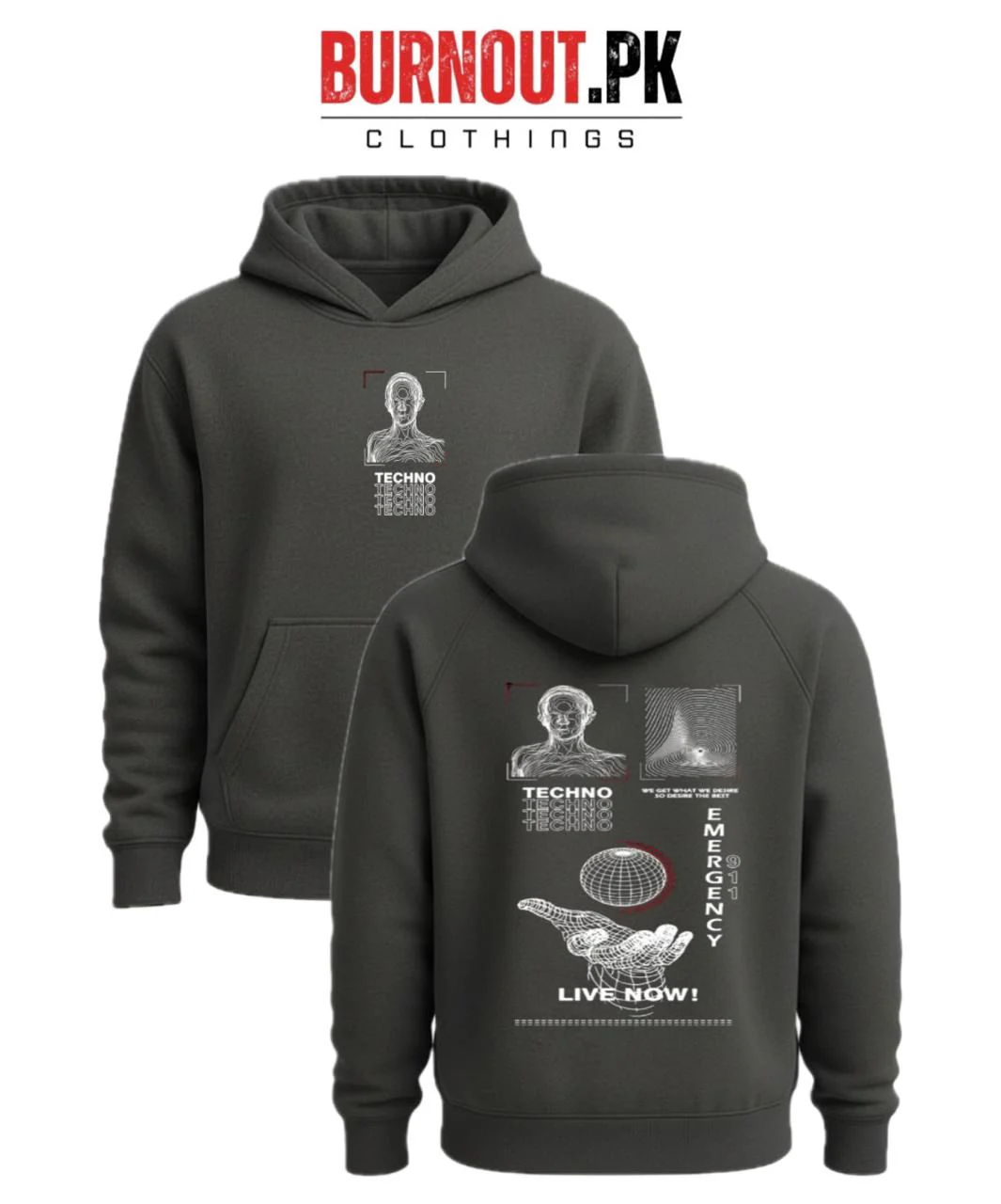 Men’s Techno Digital Printed Hoodie - Image 2