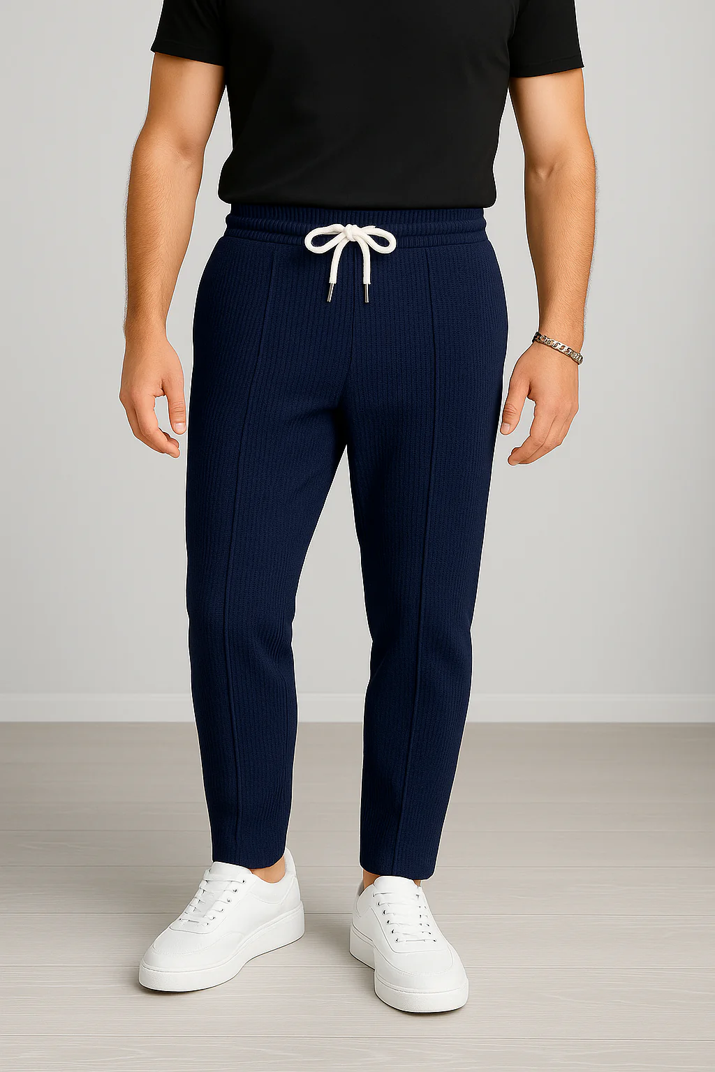 Navy Blue Waffle Knit Trouser - Image 3