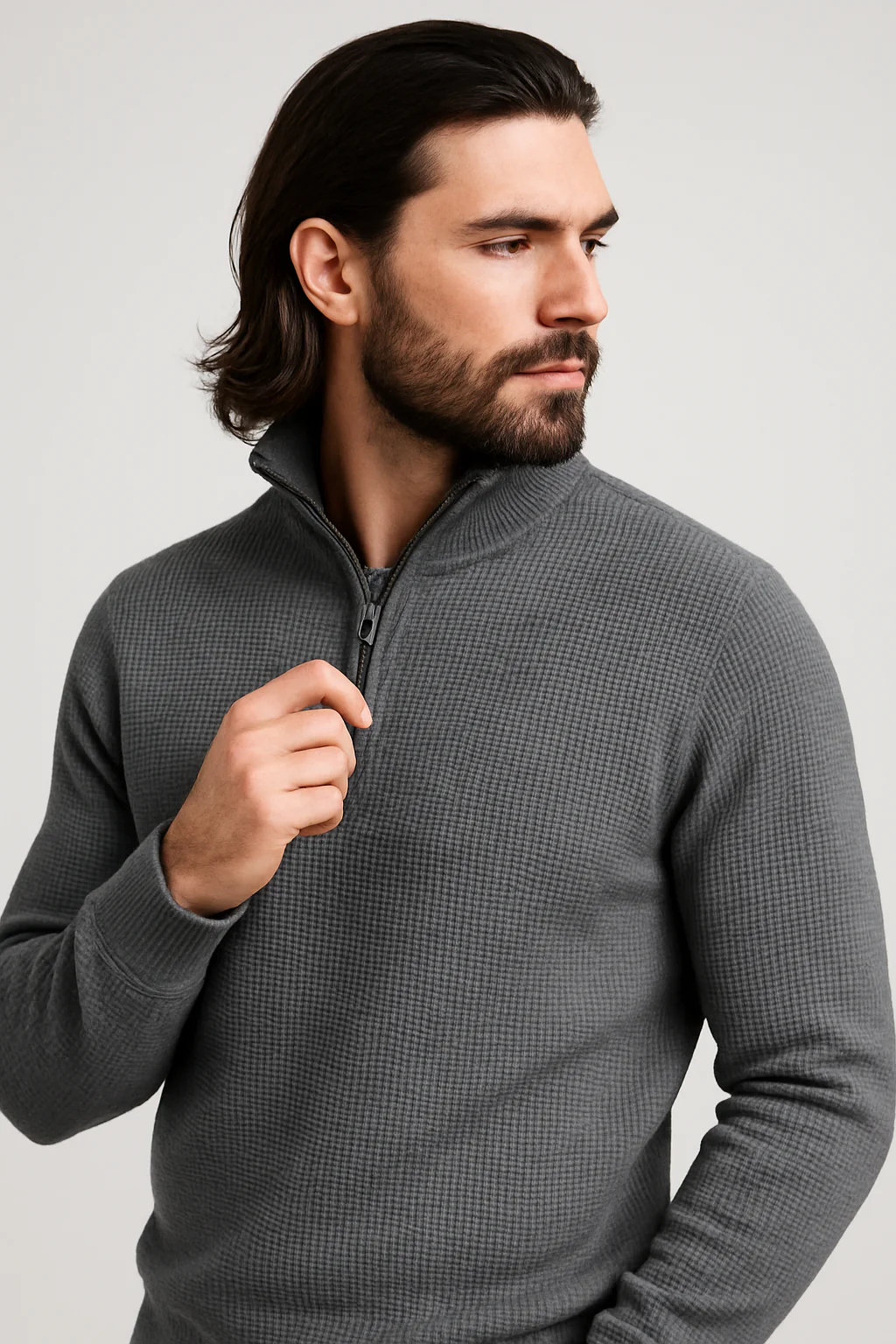 Pack of 2 Grey & Blue WaffleZip Mocknecks - Image 3