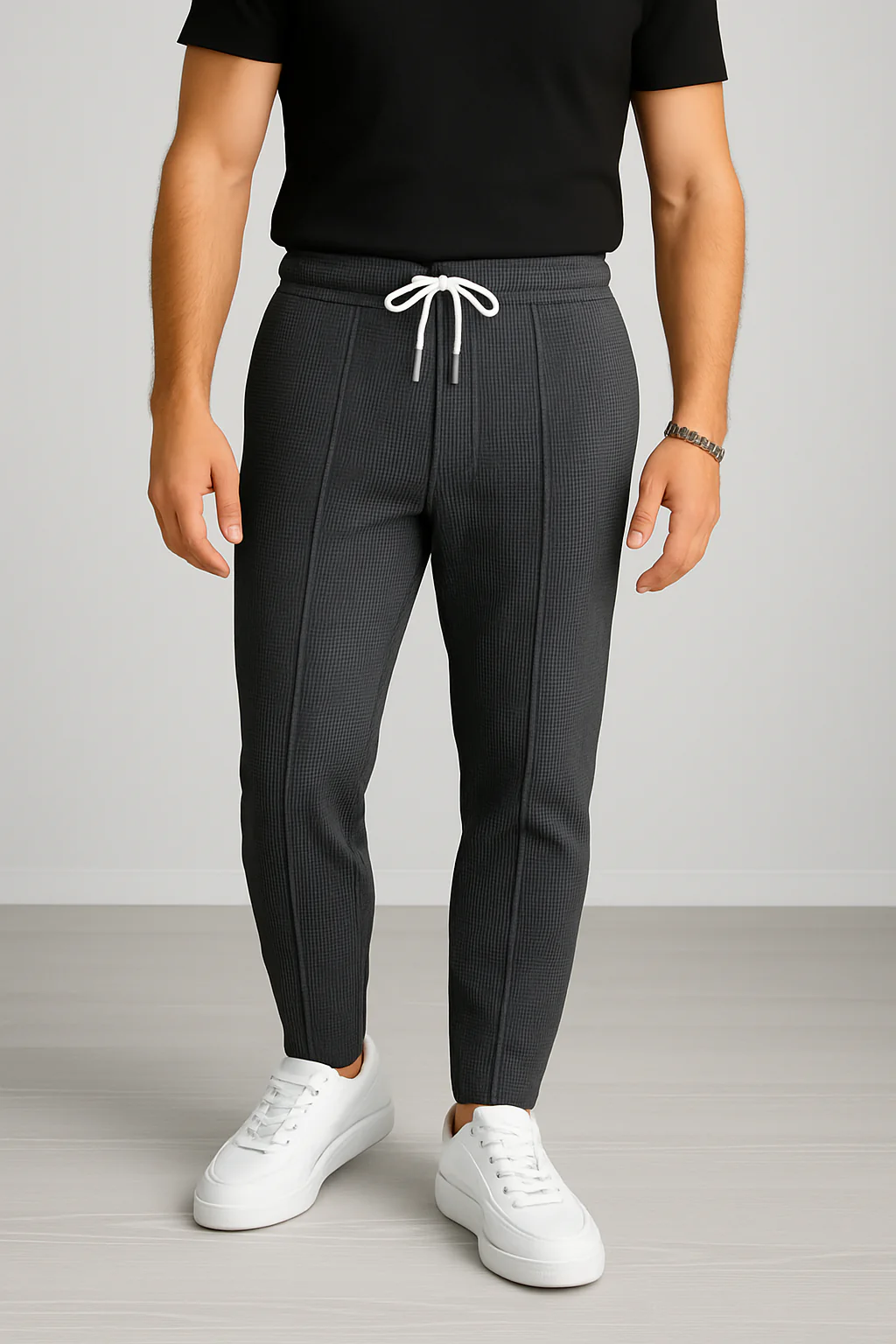 Charcoal Waffle Knit Trouser - Image 2